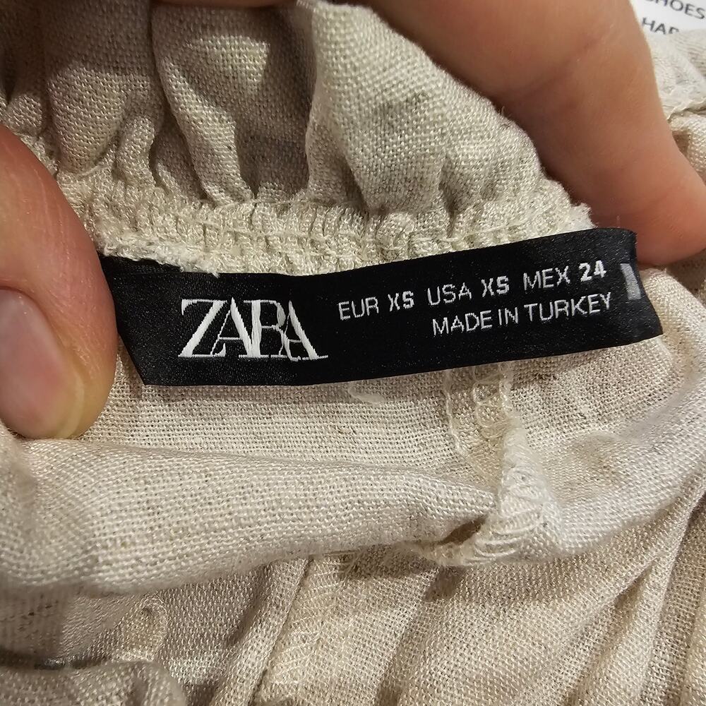 Zara XS Linen Blend Peplum Cami Top Cottagecore Coquette Romantic Milkmaid - Picture 5 of 13